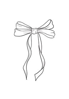 a black and white drawing of a bow with ribbon on it's headband