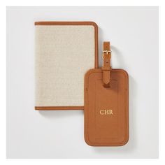 Designed for stylish travelers of all kinds, the Riviera Luggage Tag and Passport Case are made from durable Italian canvas with real leather accents. The tag attaches with a metal buckle, while the passport case has a slot for crucial travel documents. A thoughtful gift, add a foil debossed monogram for a personal touch.  Passport Case: 4.25"w x 6"h  Luggage Tag: 3"w x 5.25"h  Italian canvas, Turkish leather, gold hardware.  Clean with a soft damp cloth.  Made in Turkey.  Monogramming is foil d Classic Brown Travel Accessories For Business Trips, Classic Brown Travel Accessories With Luggage Sleeve, Brown Travel Accessories With Leather Handles, Brown Travel Accessories With Luggage Sleeve For Everyday Use, Everyday Brown Travel Accessories With Leather Handles, Leather Travel Cases With Leather Trim, Classic Brown Travel Accessories With Leather Handles, Weekend Travel Accessories With Brown Leather Handles, Classic Brown Travel Accessories For Trip