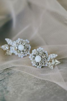 Roma Earrings — Edera | Couture Lace Bridal Jewelry & Accessories Earrings For Bride, Wedding Earrings Studs, Bridal Earrings Studs, Crystal Wedding Jewelry, Wedding Studs, Bridal Jewelry Vintage, Bridal Accessories Jewelry, Beaded Leaf, Climber Earrings