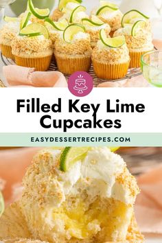 an image of filled key lime cupcakes with text overlay that reads easy filled key lime cupcakes