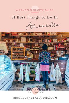 a woman standing in front of a counter with bags on it and the words 31 best things