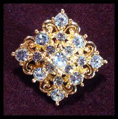 Beautiful Vintage Rhinestone Brooch Use as a Scarf Pin, A Lapel Pin, or for a Modesty Neckline Adjustment Size: 20mm x 20mm A Fun, Sure to Fit Gift Gold Jeweled Brooches For Wedding, Bling Rhinestones, Vintage Rhinestone Brooch, Bling Wedding, Scarf Pin, Brooch Vintage, Rhinestone Brooches, Hat Pins, Vintage Rhinestone