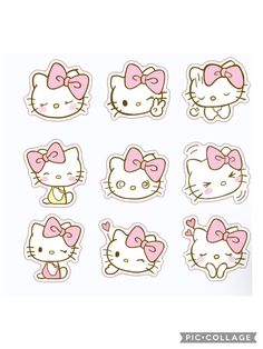 the hello kitty stickers are all different colors and sizes, but they have pink bows on