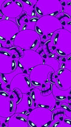 an image of many purple skulls with big eyes