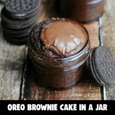 oreo brownie mason jar cupcakes on a wooden table