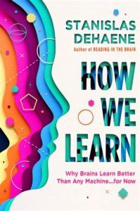 the cover of how we learn by stanilas dehaanen, with colorful shapes