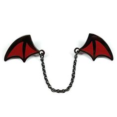 Collar Enamel Pins, Gothic Red Jewelry With Chain, Gothic Red Necklace For Cosplay, Red Gothic Metal Necklace, Pin Hat, Demon Wings, Wings Black, Circus Design, Goth Enamel Pin