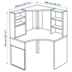 corner desk with hutch and bookcases in white finish, height chart for office furniture