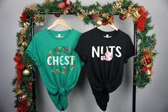 The "Chest Nuts Christmas Shirt" is a cute and playful way to celebrate the holiday season! This "Christmas Couple Tee" is perfect for adding a fun twist to your festive wardrobe, making it a great "Cute Gift for Girlfriend" or a holiday surprise for a loved one. Whether you're attending a "Matching Christmas Party" or cozying up in a "Christmas Sweatshirt," this shirt is ideal for spreading holiday cheer. Comfortable and stylish, it also makes a thoughtful "Holiday Gift" that's sure to bring smiles during the most wonderful time of the year! Welcome to MiallyApparel  Where Style Meets Comfort! Discover Our Premium Collection of Soft, High-Quality Shirts! At MiallyApparel, we believe that clothing should be more than just something you wear--it should be a reflection of your personal style Cute Gifts For Girlfriend, Couple Tees, Christmas Gathering, Funny Christmas Shirts, Christmas Couple, Holiday Gathering, Holiday Photos, Christmas Tshirts, Christmas Sweatshirts