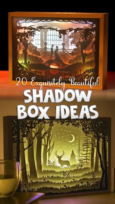 Shadow Frames Ideas, Light Boxes Ideas, Paper Shadow Box Art Diy, Easy Shadow Box Diy, Shadow Box Pictures Cricut, 3d Light Box Diy, Cricket Shadow Box Ideas, Shadow Box With Lights, Light Shadow Box Ideas