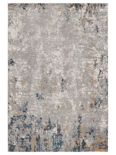 an area rug with various colors and patterns on it, including blue, gray, yellow and white