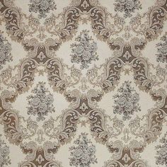 an ornate wallpaper with brown and white designs