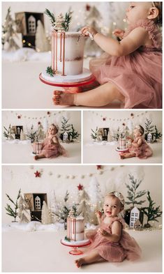 December Smash Cake Pictures, First Birthday Christmas Photoshoot, December Smash Cake, Cake Smash Christmas Theme, Winter One Year Photoshoot, First Birthday Winter Photoshoot, 1st Christmas Birthday Party Ideas, 1st Birthday Christmas Photoshoot, First Birthday Christmas Pictures