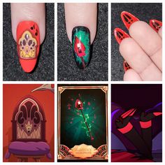 Alastor Nail Art, Kawaii Nails, Cute Nail Art