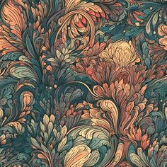 an intricately designed wallpaper with many different colors