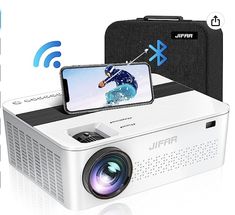 an image of a projector with a phone and wifi connected to the camera