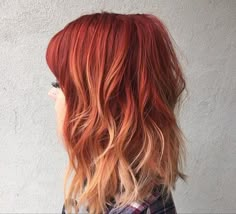 orange red ombre Ginger Hair With Dyed Ends, Hair Dye Ideas For Natural Red Heads, Fire Ombre Hair Curly, Copper Ends Hair, Red Copper Ombre Hair, Blonde And Red Ombre Hair, Ginger To Blonde Ombre