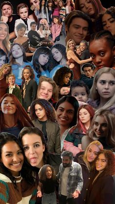 a collage of people with different faces and hair styles, all in various colors