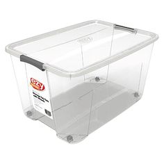 a clear plastic storage container with lid