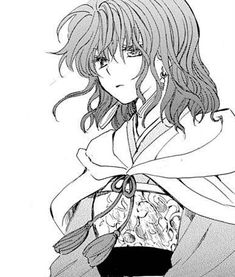 an anime character with long hair wearing a kimono and standing in front of a white background