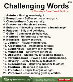 a poster with the words challenging words on it