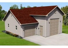 this is an artist's rendering of two garages in the same area,