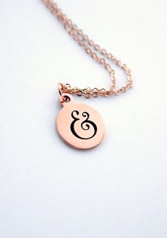 Ampersand in Rose Gold - Christian Jewelry - LDS - Faith - 18 inch, Simply Jewelry, Uplifting Gift, Rose Gold Engraved Necklace For Bridesmaid, Engraved Rose Gold Necklace For Bridesmaid, Personalized Rose Gold Necklace With Laser Engraving, Personalized Rose Gold Necklace Laser Engraved, Adjustable Rose Gold Necklace With Initials, Rose Gold Sterling Silver Laser Engraved Necklaces, Rose Gold Laser Engraved Round Pendant Necklace, Laser Engraved Rose Gold Jewelry For Gifts, Ampersand Design