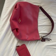 Never Been Used Coach Leather Wallets With Detachable Strap, Bags Coach, Coach Purses, Coach Bags, Black Red, Shoulder Bags, Black And Red, Bag Lady, Wallet