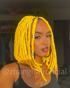 Yellow Knotless Braids, Yellow Box Braids, Kitten Wallpaper, Art 2024, African Hair, Beautiful Braids