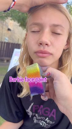 Diy Face Painting For Kids, Face Paint Unicorn Easy, Barbie Face Painting, Paw Print Face Paint, Pep Rally Makeup, Face Painting Ideas For Kids Easy, Halloween Face Paint Easy, Easy Halloween Face Paint For Kids, Kids Makeup Ideas