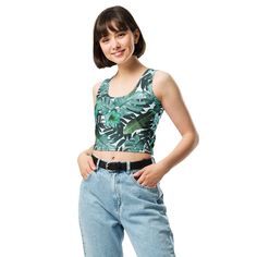 Monstera Fitted Stretchy Tropical Print Crop Tank - Etsy Trendy Stretch Printed Tank Top, Fitted Green Crop Top With Graphic Print, Fitted Casual Crop Top Sports Bra, Casual Fitted Crop Top Sports Bra, Fitted Cropped Casual Sports Bra, Printed Stretch Cropped Tops, Trendy Fitted Printed Tank Top, Fitted Elastane Sports Bra, Casual Style, Fitted Casual Elastane Sports Bra