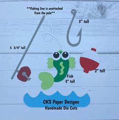 this is an image of paper cut outs for crafts and crafts with fishing related items