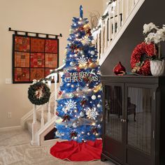 This blue pre-lit pencil Christmas tree with lights in warm white color can add your home the best holiday atmosphere. There have bright LED lights offering shining lighting show at night. Appearing warm white lighting effect. Newly upgraded 6ft pencil trees for a fuller and more realistic look. High-grade flame-retardant PVC branches with no chemical smell. Three-sectioned design, easy piece for you to set up the full tree bright. The tree will make home full of joyful festival atmosphere to im Christmas Tree 6ft, Christmas Tree Store, Christmas Tree With Lights, 6ft Christmas Tree, Festival Atmosphere, Led Christmas Tree Lights, Tree With Lights, Blue Pine, Pencil Trees