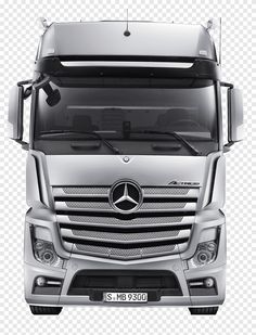 the front view of a mercedes benz semi truck on a white background with clippings