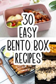 bento box lunches with text overlay that reads 30 easy bento box recipes