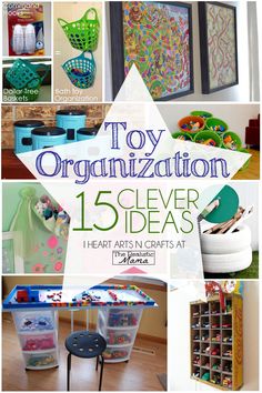 the cover of toy organization 15 clever ideas