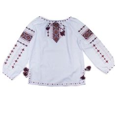 Beautiful hand embroidered design, flawless craftsmanship. One of a kind design.    -Length: 21 Inches/li>  -Width: 18 Inches/li>  -Colors: red-black  -Material: poplin-cotton blend Bohemian Long Sleeve Tops With Machine Embroidery, Red Long Sleeve Cotton Embroidered Top, Red Embroidered Folk Blouse, Traditional Cotton Top With Embroidered Sleeves, Cotton Blouse With Multicolor Embroidery And Embroidered Sleeves, Cotton Blouse With Multicolor Embroidered Sleeves, Folk Style Cotton Blouse With Machine Embroidery, Folk Style Cotton Peasant Top With Embroidered Sleeves, Cotton Folk Blouse With Machine Embroidery