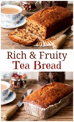 rich and fruity tea bread on a cutting board