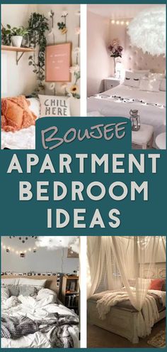 four different pictures with the words bousset apartment bedroom ideas