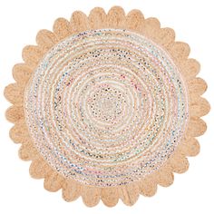 a round rug with multicolored circles in the center on a white background photo