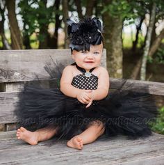 Baby Tutu Outfits, Baby Tutu Dress, Baby Hair Bows Headbands, Baby Tulle Dress, Black Flower Girl Dress, Black Crochet Top, Baby Tutu Dresses, Black Hair Bows, Big Hair Bows