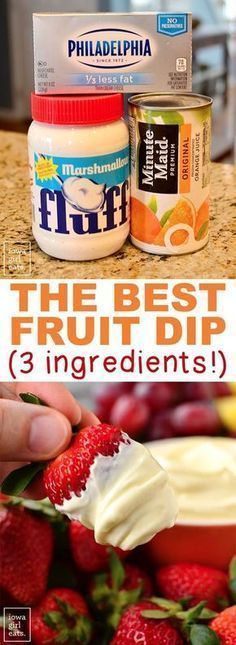 The Best Fruit Dip Ever is made from 3 everyday ingredientsPair this easy fruit dip recipe with your favorite fresh fruit and dig in The Best Fruit Dip, Best Fruit Dip, Fingerfood Recipes, Fruit Dip Recipe, Fruit Dips, 3 Ingredient Desserts, Fruit Dips Recipes, Coconut Dessert, Cheesecake Dip