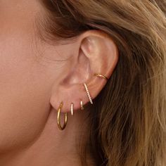 Eternity Gold Ear Cuff | Minimal Dainty Jewelry – AMYO Jewelry Ear Inspiration, Piercings Earrings, Suspender Earrings, Conch Hoop, Huggie Earrings Silver, Multiple Piercings, Contemporary Earrings, Cartilage Hoop, Gold Ear Cuff