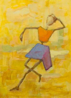 a painting of a person standing on one leg