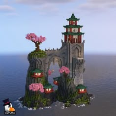 Minecraft Asian Village, Japanese Tower Minecraft, Minecraft Fortress Ideas, Minecraft Chinese Builds, Minecraft Asian Builds, Underground Village, Minecraft Island, Mountain Fortress, Minecraft Activities