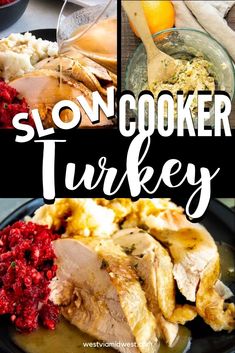 slow cooker turkey with cranberry sauce and mashed potatoes