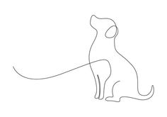 a line drawing of a dog sitting down