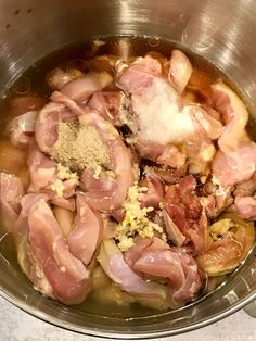 the food is prepared and ready to be cooked in the pot on the stove top