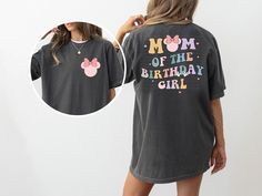 Mom of Birthday Girl Crew Shirt, Magical Happiest Place Cute Mouse Ear Comfort Colorful Tee, Custom Best BDAY Mama Gift, Pastel Squad Party Visit the happiest place on earth with the best birthday girl shirt ever! Your memories at the most magical place will gain even more meaning with our birthday mouse ears apparels. Make this year's bday party the cutest one with a series of matching tees that are fit for friends, groups, besties, families, cousins or more :) Be it a crew, a squad, a bash or Long Sleeve T-shirt For Mother's Day Birthday, Multicolor Long Sleeve Tops For Birthday, Cute Minnie Mouse Tops For Birthday, Cute Minnie Mouse Top For Birthday, Long Sleeve T-shirt For Birthday And Mother's Day, Birthday Girl Shirt, Mama Gifts, Nana Gifts, Matching Tees