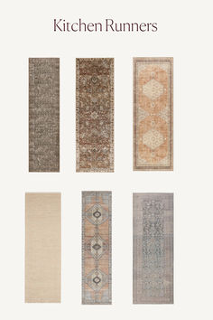 an image of rugs that are in different colors and sizes with the title kitchen runners